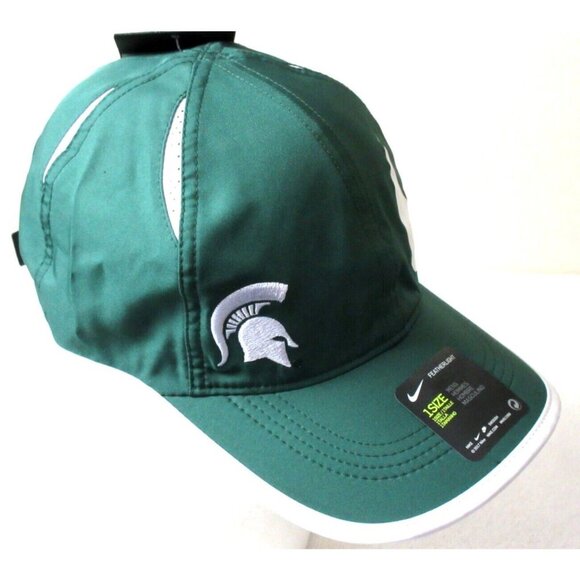 Nike Dri-Fit Men's Michigan State University Spartans Hat Cap Green White NWT - Picture 2 of 3